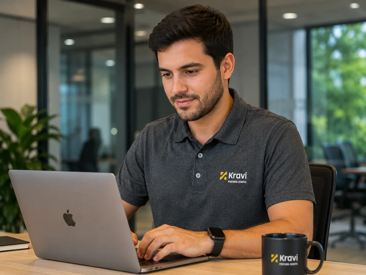 Profissional vestindo polo personalizada da Kravi produzida pela Basic Club